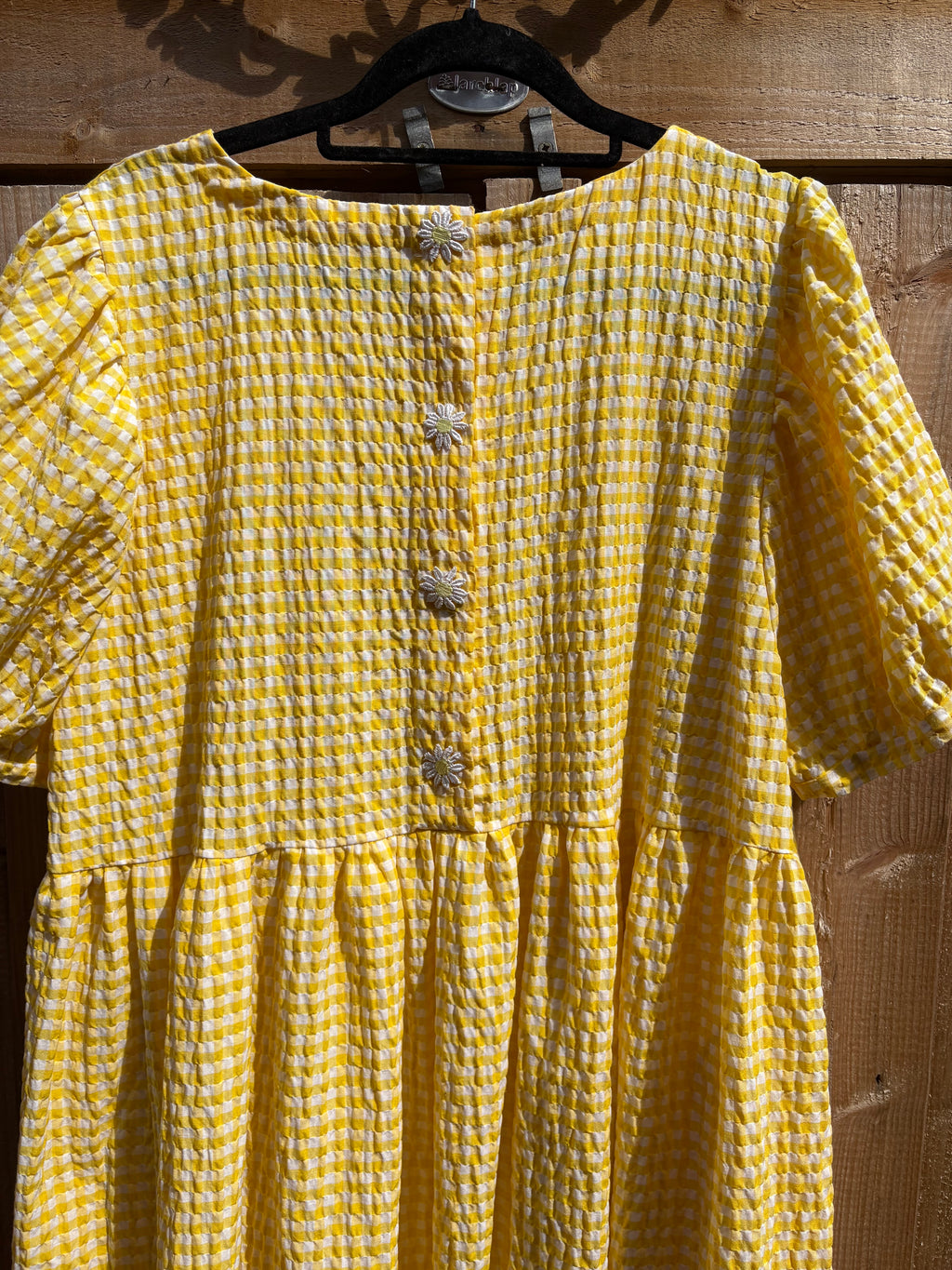 Handmade Susie dress white and yellow gingham size 10