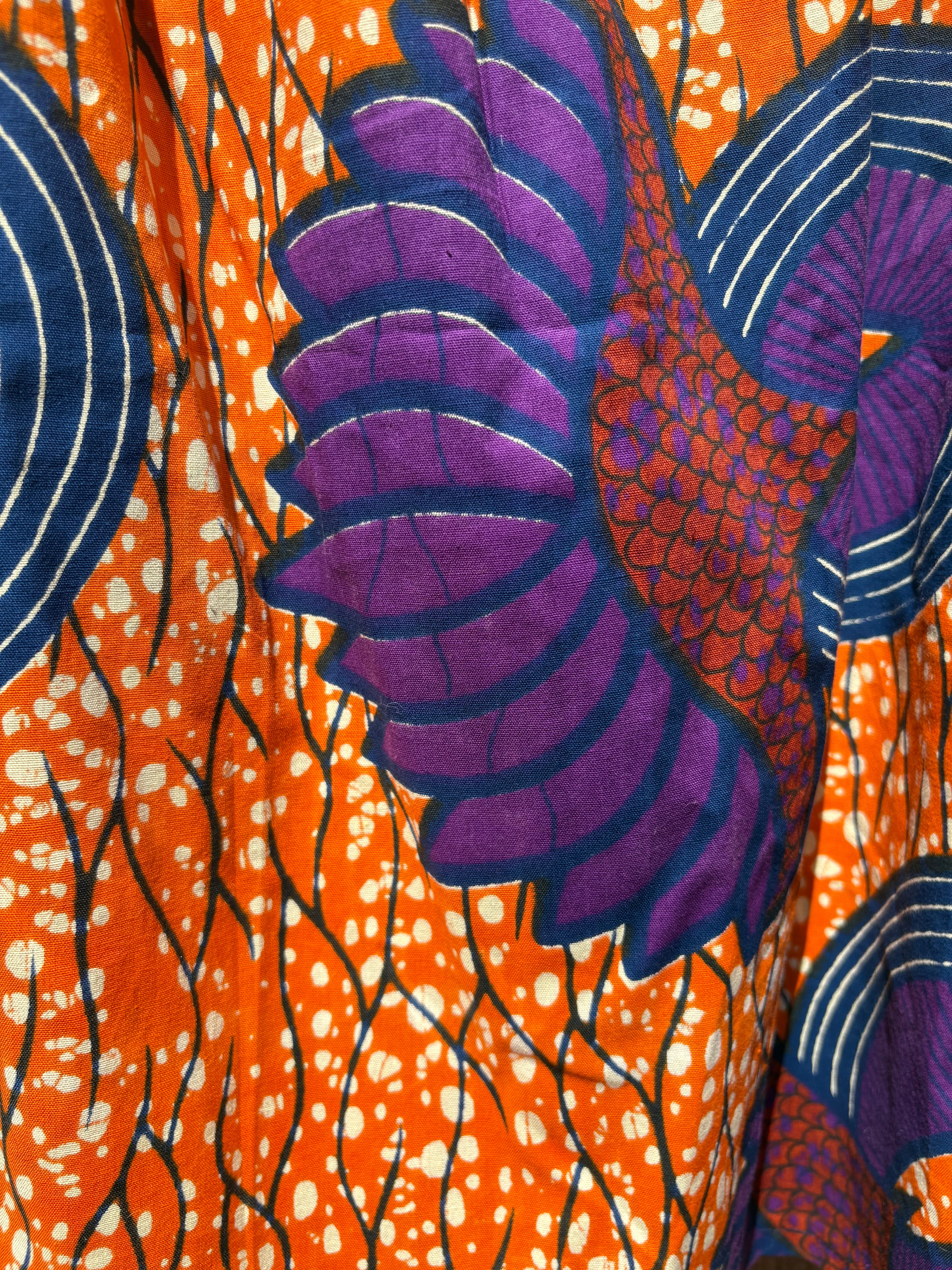 Handmade Ruth elasticated skirt in orange and purple 36ins waist
