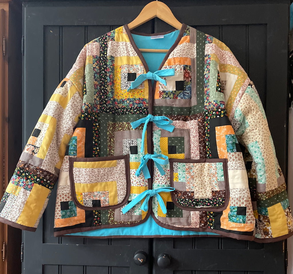 Handmade quilted patchwork jacket size 14